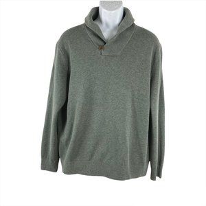 Untuckit Shawl Collar Sweater Extra Fine Merino Wool Cotton Green Men's Large